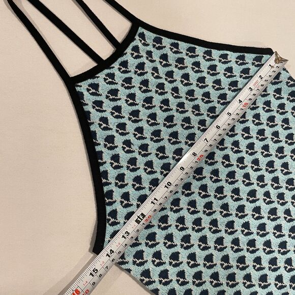 ~ ZARA M/L Halter Dress* Boho Blue Knit Stretch Midi Maxi Festival Beach Summer - Picture 7 of 13